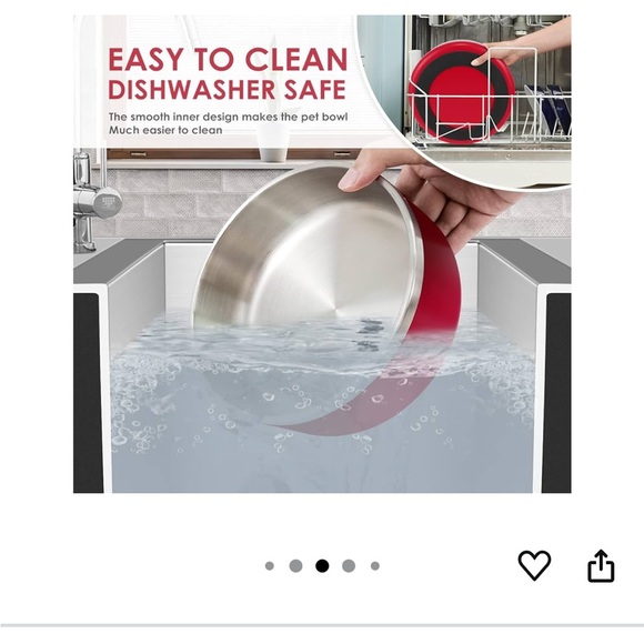 Set of Two Stainless Steel Dog Bowls - Red and Seafoam - Picture 9 of 11